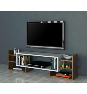 Bianco, Colore In Noce, Armadi Tv, 38.2X115X29,6 cm, Piastra Di Particelle Rivestita Con Melamina