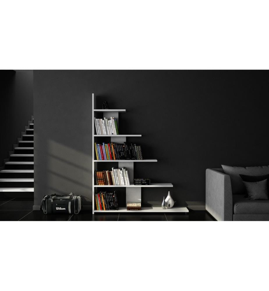 Bianco, Librerie, 120X121.8X19,5 cm, Piastra Di Particelle Rivestita Di Melamina
