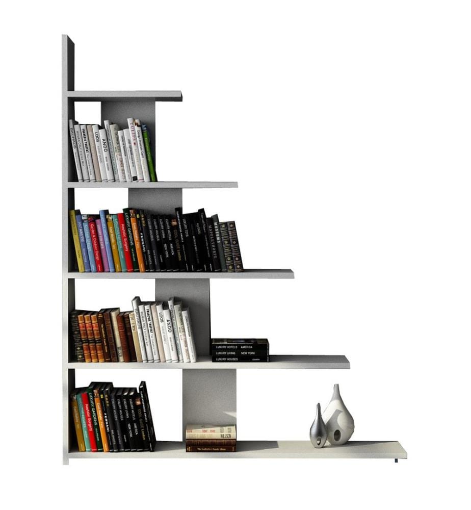 Bianco, Librerie, 120X121.8X19,5 cm, Piastra Di Particelle Rivestita Di Melamina