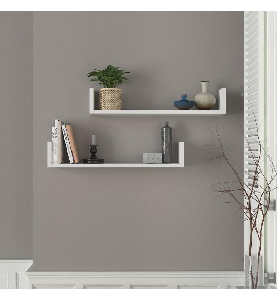 Blanc, Étagères Murales, 14,5X63X14,5 cm, Plaque De Particules Enrobée De Mélamine