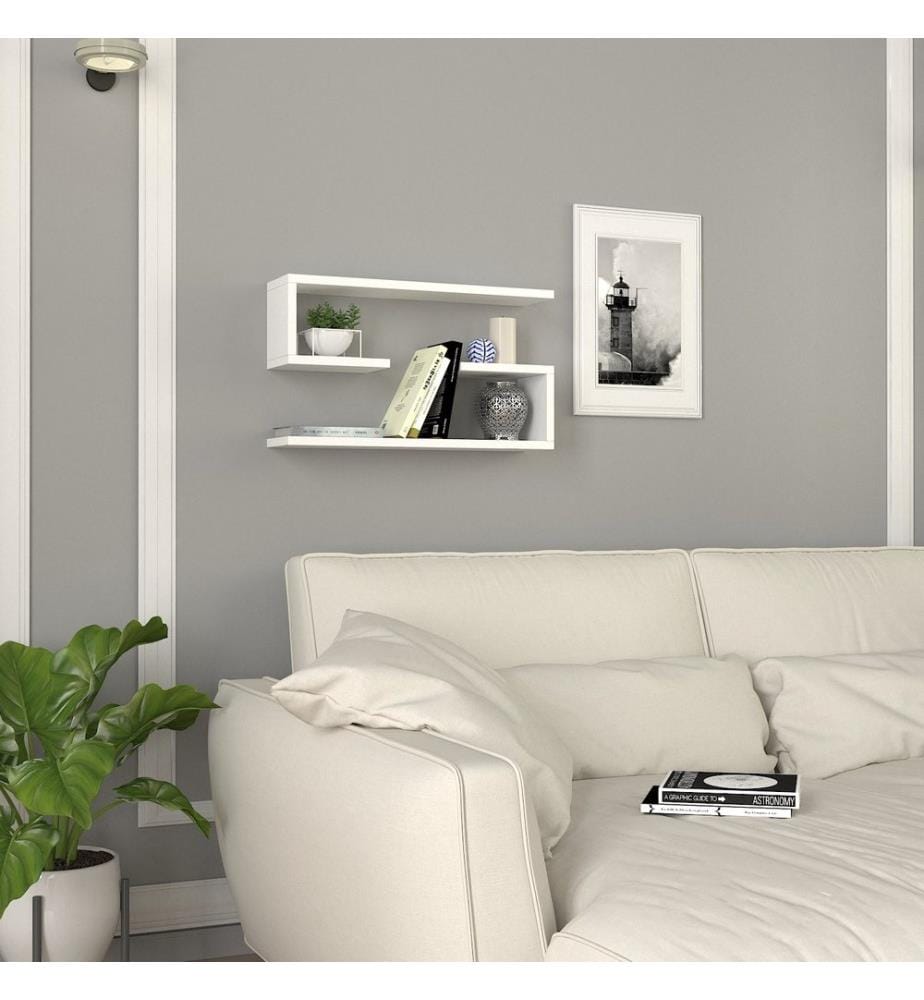 Blanc, Étagère Murale, 18X60X14,5 cm, Plaque De Particules Enrobée De Mélamine