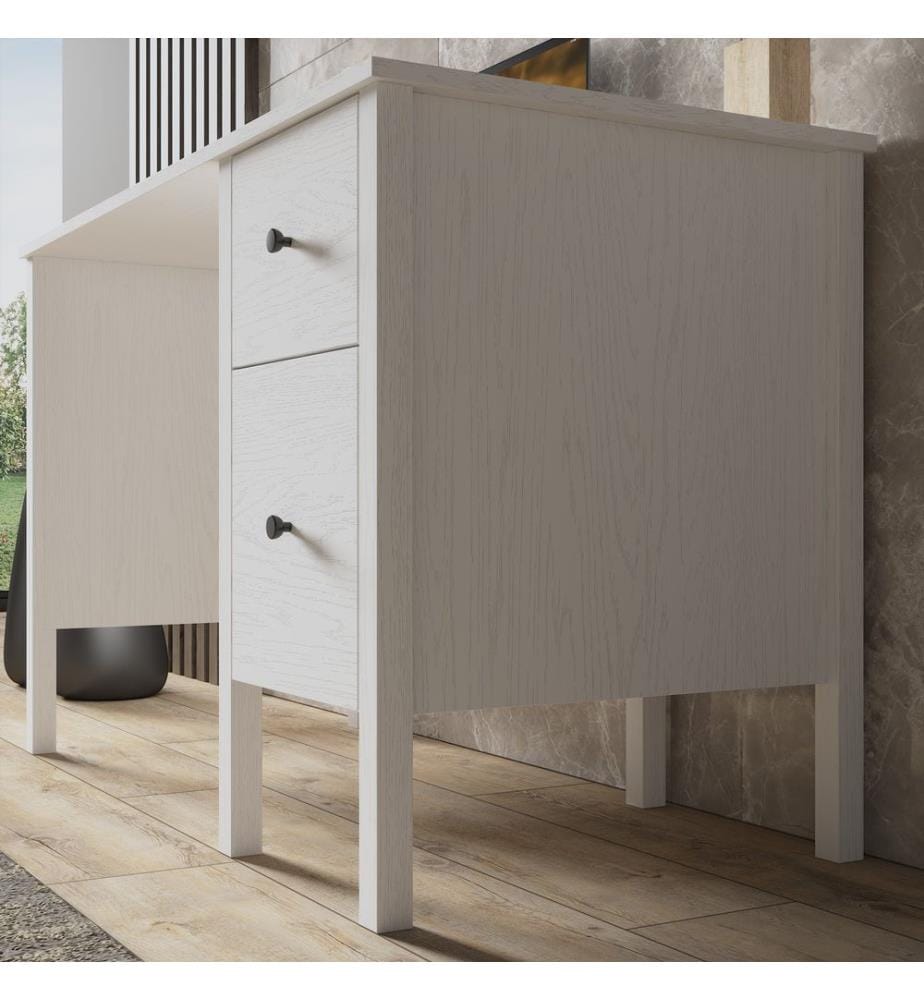 Schreibtisch, Holz, weiss, 100 % SPANPLATTE, MDF-Rahmen, Metallgriff