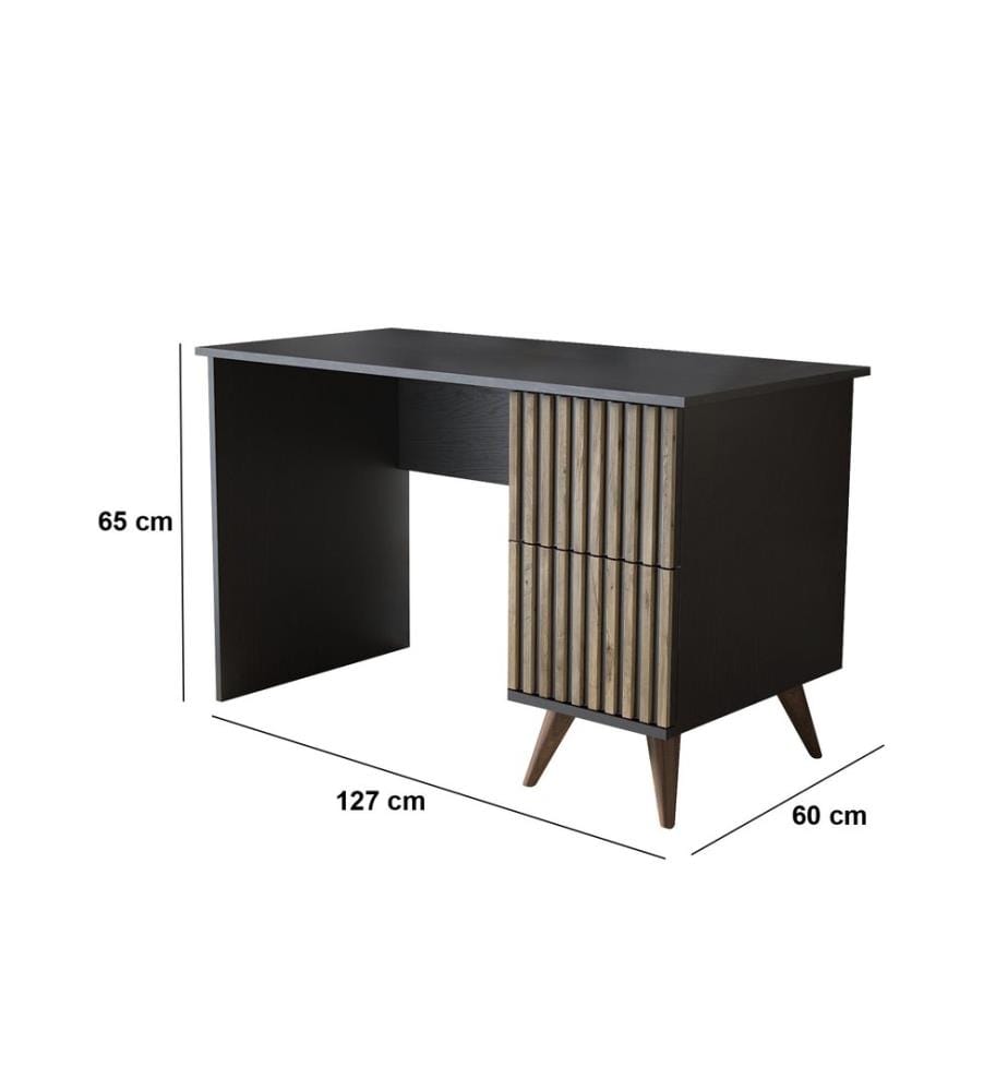 Schreibtisch, Holz, schwarz, Atlantik-Kiefer, 100 % SPANPLATTE