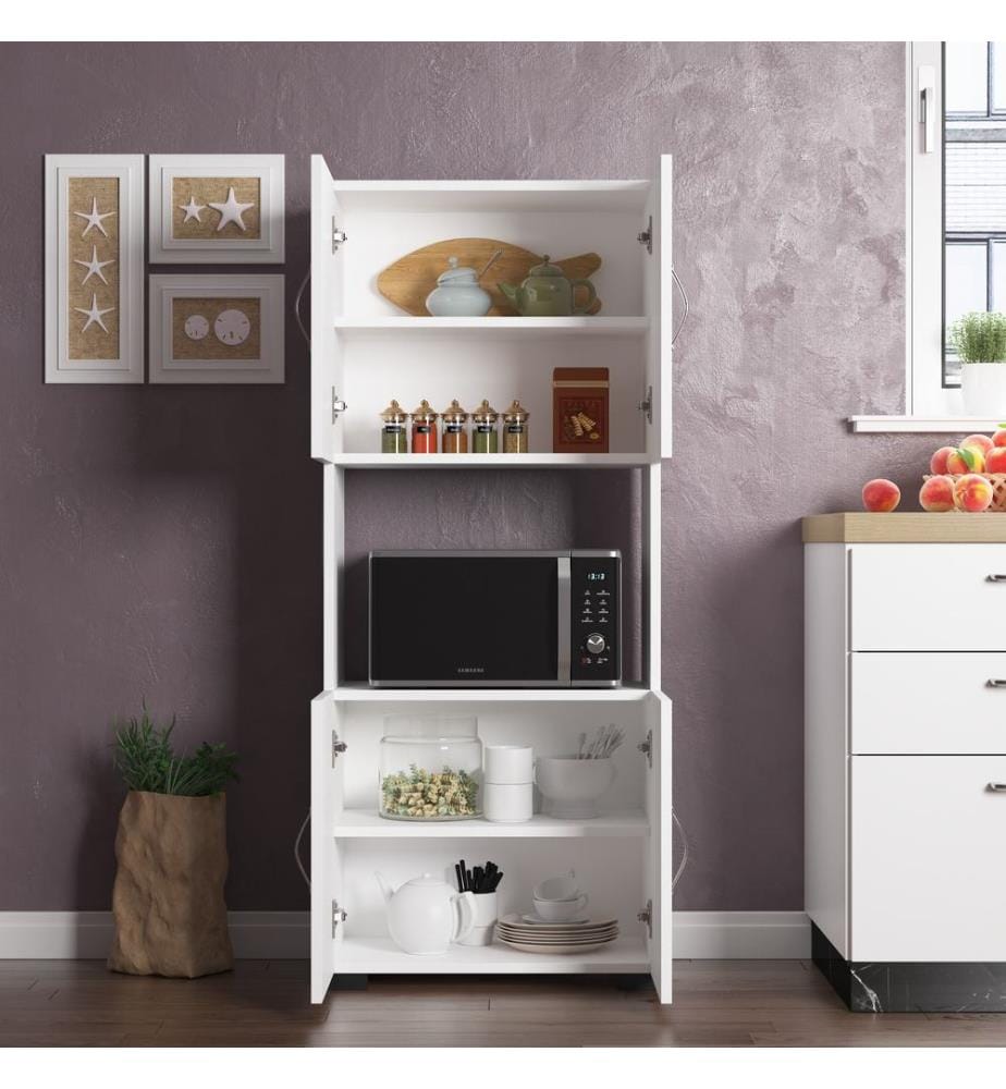 Armoire multifonction, blanc, 100 % CHIPBOARD