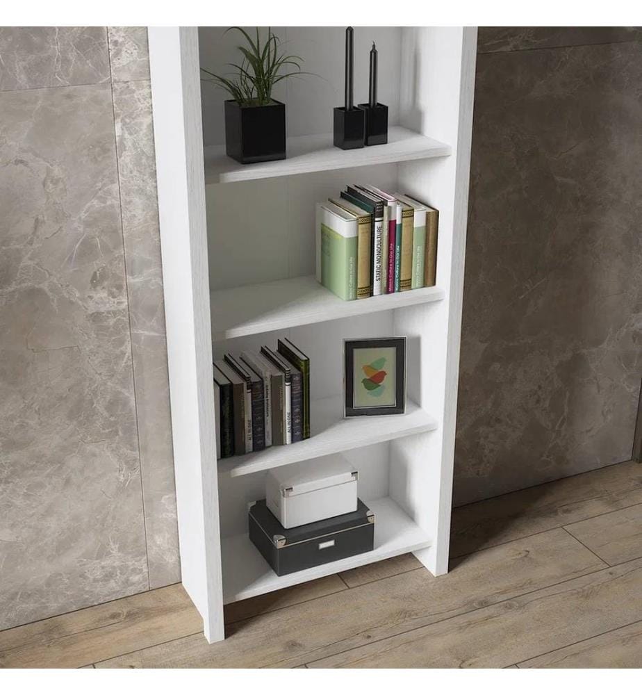 Bücherregal, Holz, weiss, 100 % SPANPLATTE, MDF-Rahmen, Metallgriff