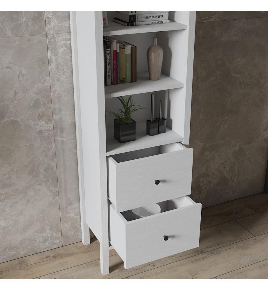 Bücherregal, Holz, weiss, 100 % SPANPLATTE, MDF-Rahmen, Metallgriff