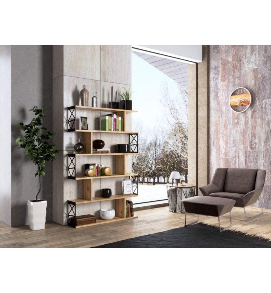 Bücherregal, Atlantik-Kiefer, 100 % SPANPLATTE, Metallkanten