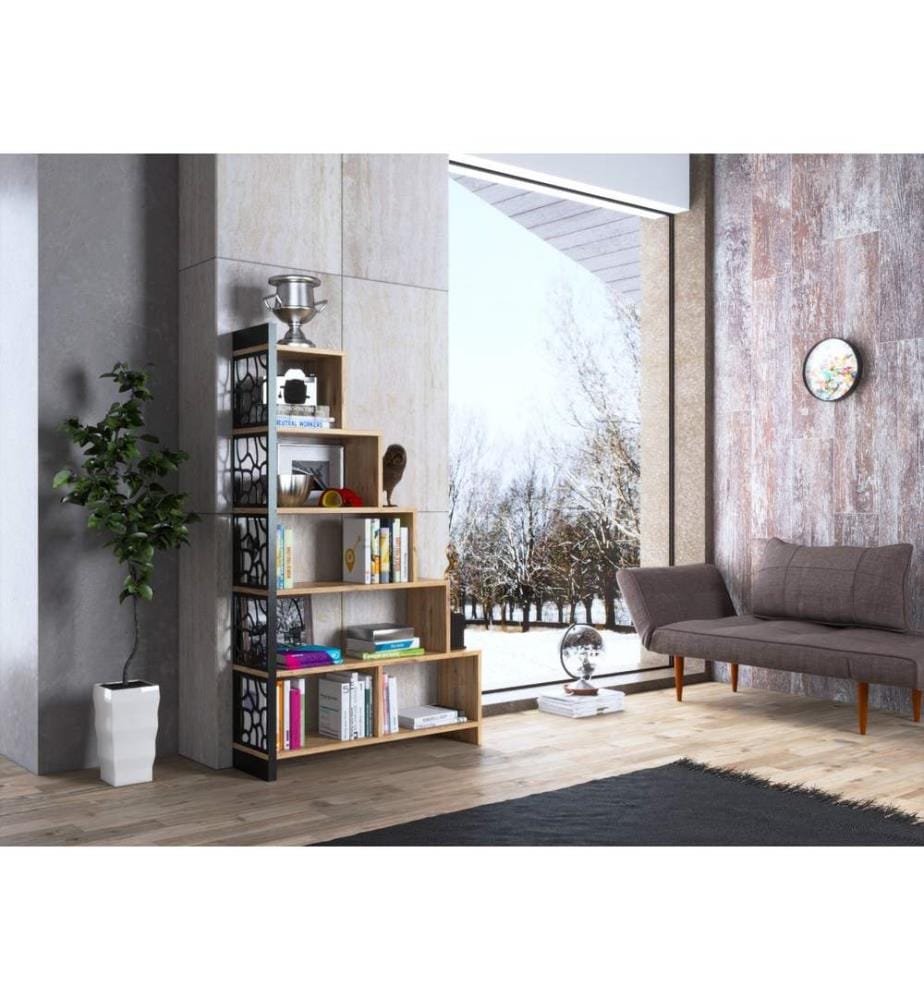 Bücherregal, Atlantik-Kiefer, 100 % SPANPLATTE, Metallkanten