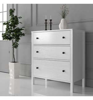 Kommode, Holz, weiss, 100 % SPANPLATTE, MDF-Rahmen, Metallgriff