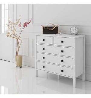 Kommode, Holz, weiss, 100 % SPANPLATTE, MDF-Rahmen, Metallgriff