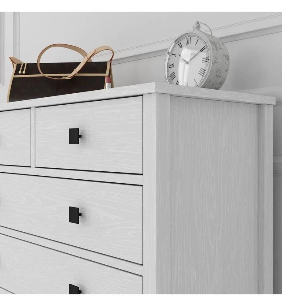 Comò, in legno, bianco, 100% truciolare, telaio in MDF, maniglia in metallo