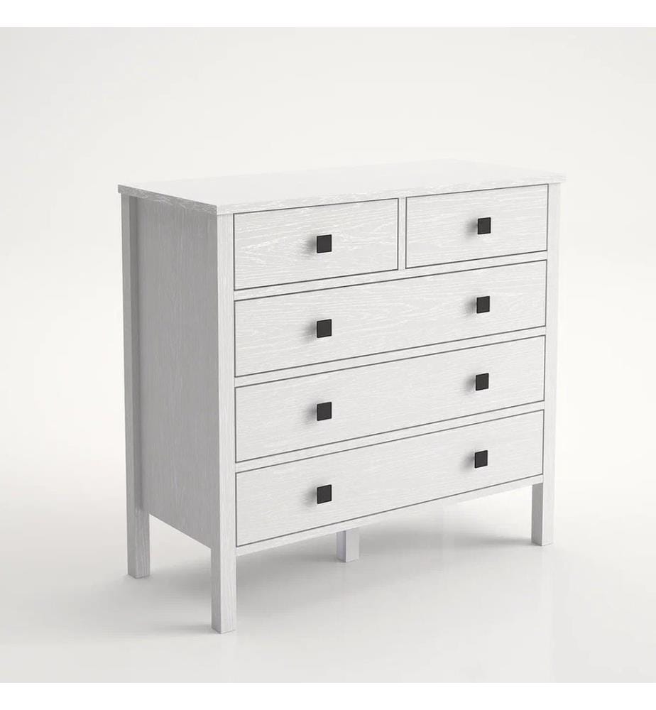 Comò, in legno, bianco, 100% truciolare, telaio in MDF, maniglia in metallo