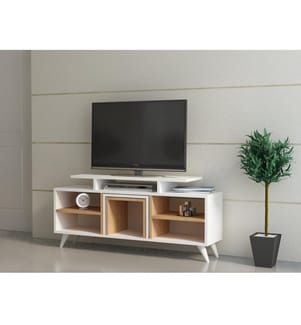Bianco, Armadi Tv, 56.9X120X29,5 cm, Piastra Di Particelle Rivestita Con Melamina