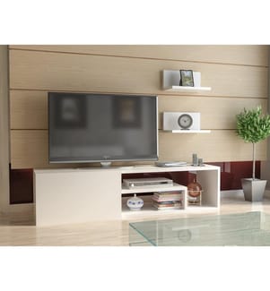 Bianco, Armadi Tv, 29.3X120X29,6 cm, Piastra Di Particelle Con Rivestimento Melamina