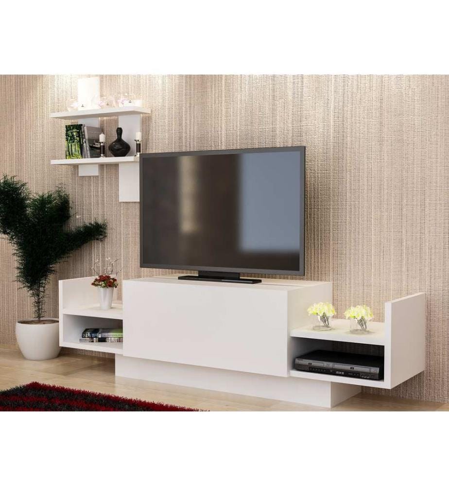 TV Unit, White, Melamine Coated Particle Board
