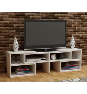 Bianco, Armadi Tv, 40X136.8X29,5 cm, Piastra Di Particelle Con Rivestimento A Melamina