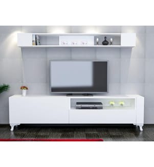 Bianco, Armadi Tv, 50X180X29,5 cm, Piastra Di Particelle Con Rivestimento A Melamina