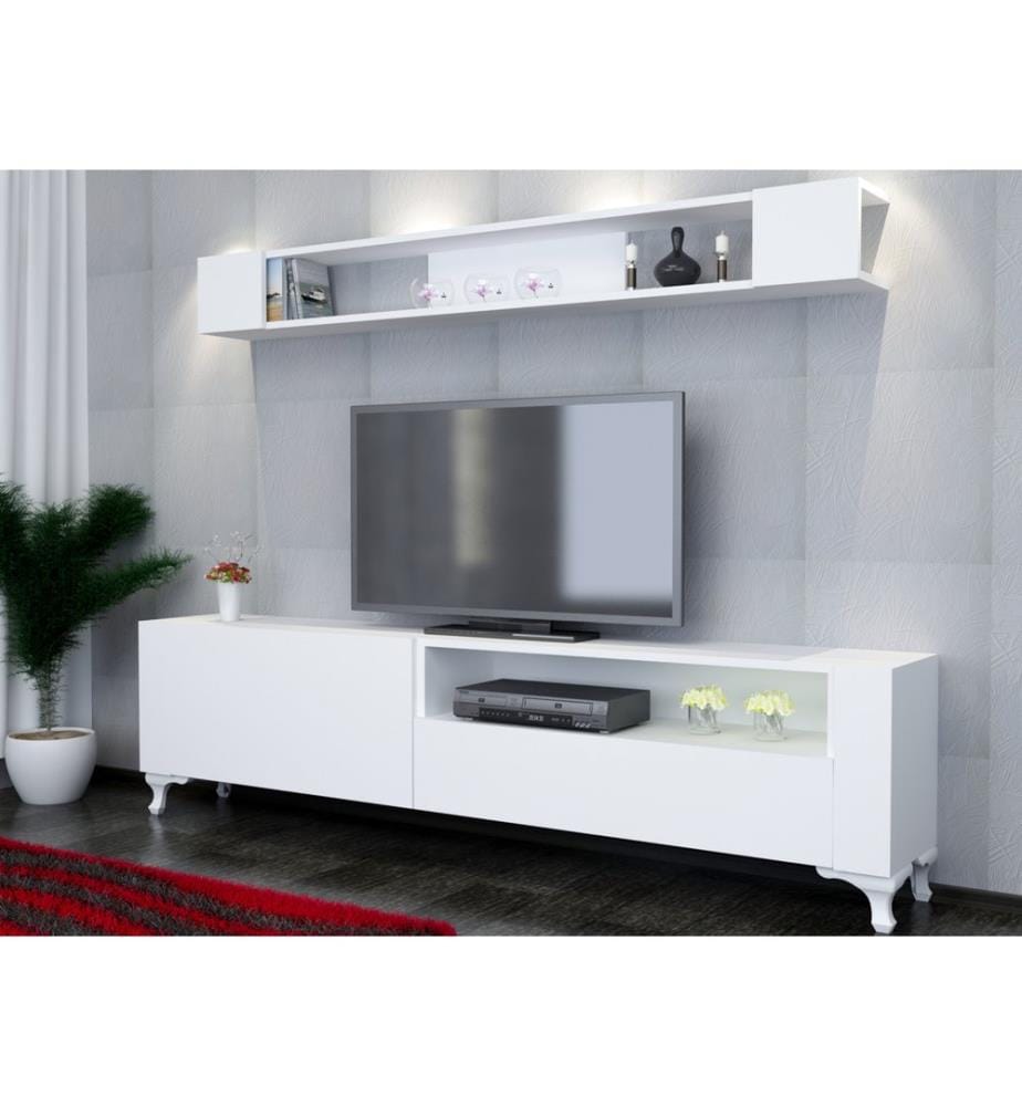 TV Unit, White, Melamine Coated Particle Board