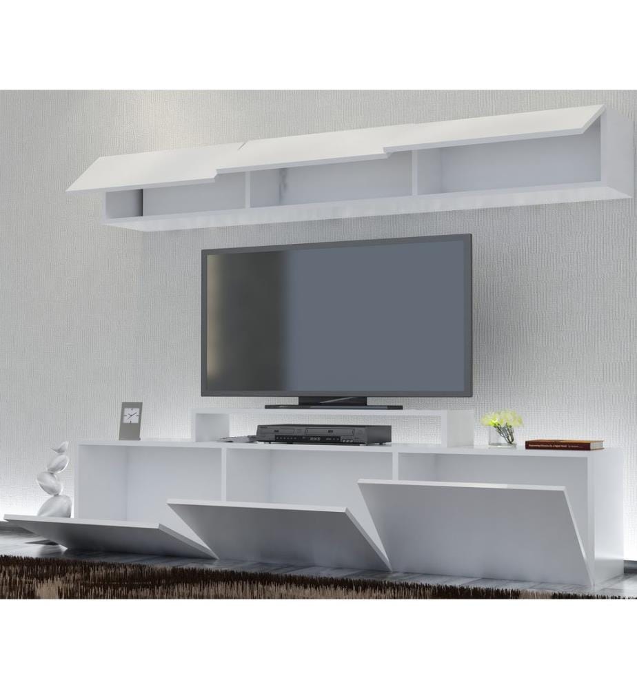 TV Unit, White, Melamine Coated Particle Board