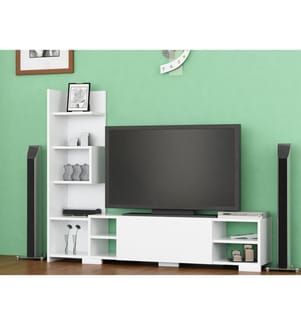 Bianco, Armadi Tv, 120X160X29,5 cm, Piastra Di Particelle Rivestita Con Melamina