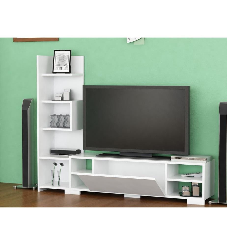 TV Unit, White, Melamine Coated Particle Board