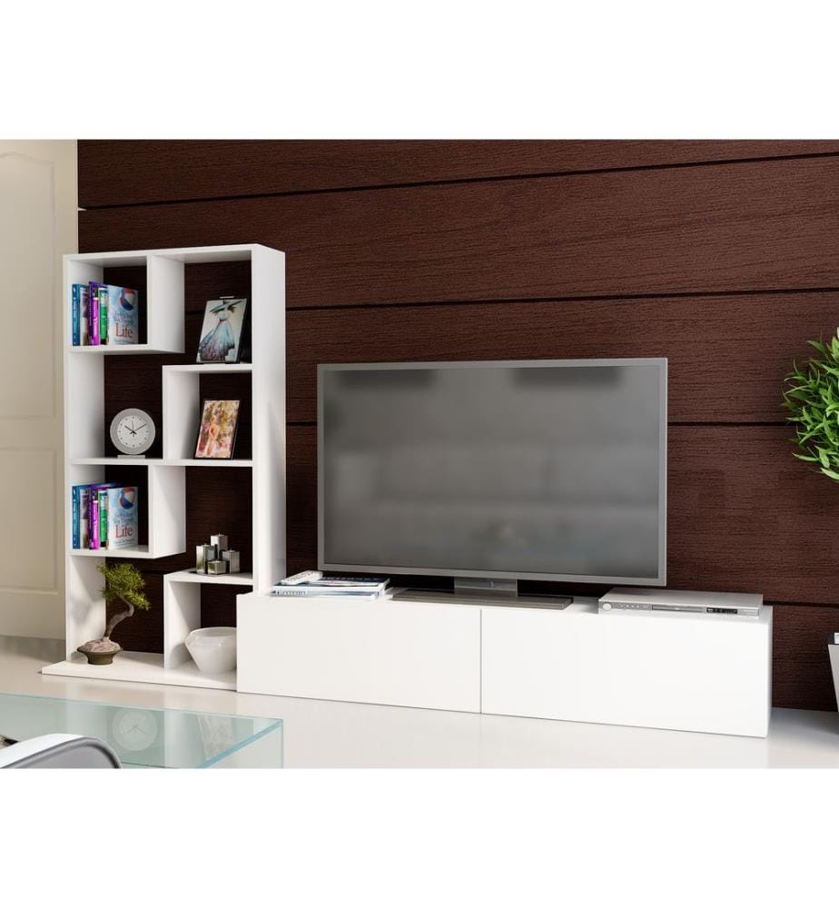 Blanc, Armoires Tv, 133,8X220X33,8 cm, Plaque De Particules Enrobée De Mélamine