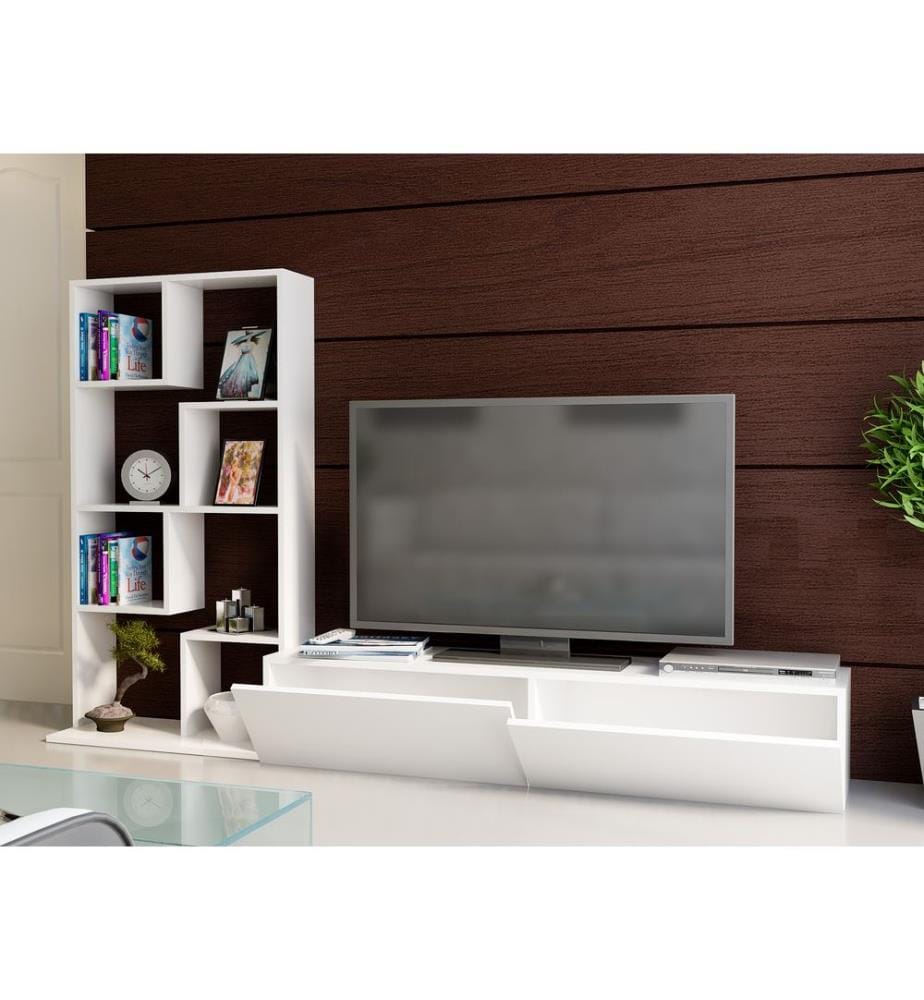 Blanc, Armoires Tv, 133,8X220X33,8 cm, Plaque De Particules Enrobée De Mélamine