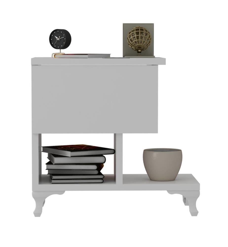 Bianco, Comodino E Armadi, 46.8X46.8X33 cm, Piastra Di Particelle Con Rivestimento Melamina