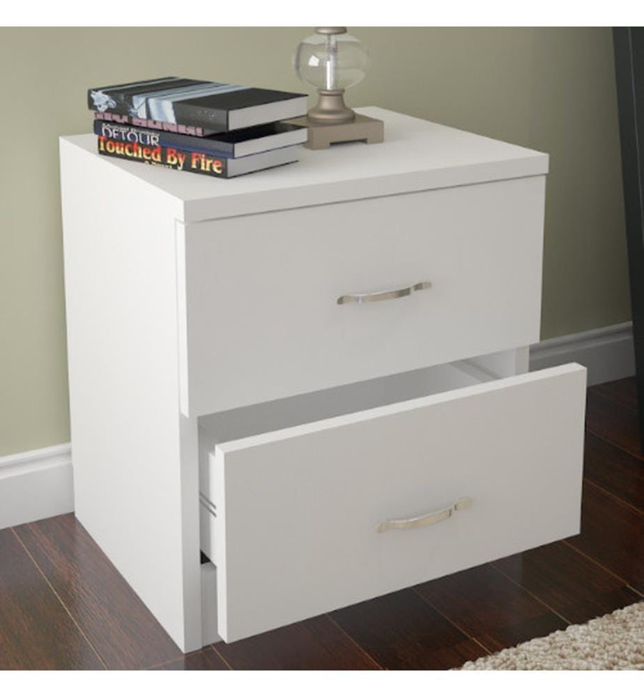 Nightstand, White, Melamine Coated Particle Board