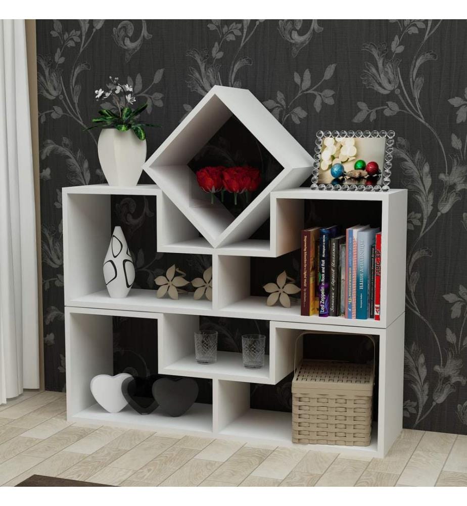 White, Librerie, 76.4X105X29,5 cm, Piastra Di Particelle Rivestita Con Melamina