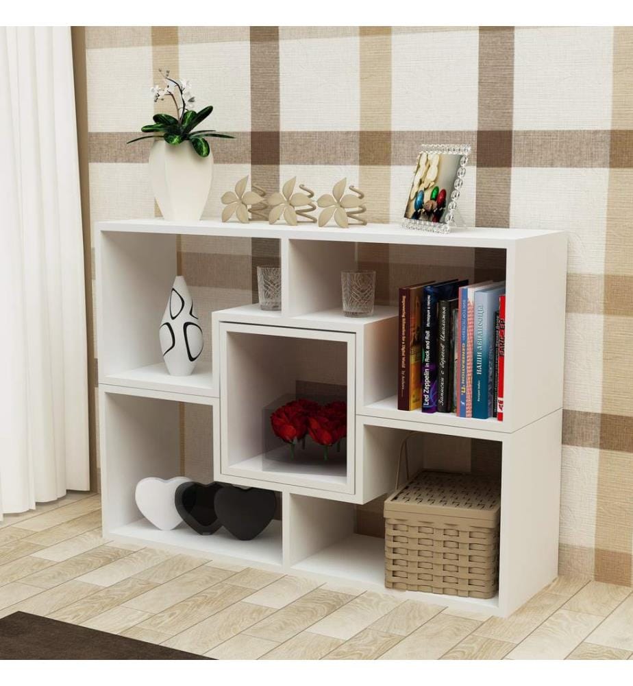 White, Librerie, 76.4X105X29,5 cm, Piastra Di Particelle Rivestita Con Melamina