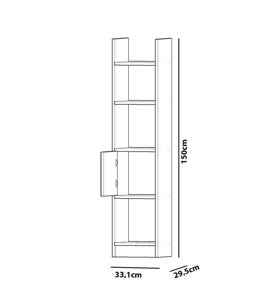 Bianco, Librerie, 150X33.1X29,5 cm, Piastra Di Particelle Rivestita Di Melamina