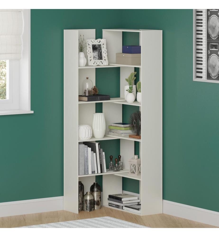 Blanc, Librairie, 180X140X29,5 cm, Plaque De Particules Enrobée De Mélamine