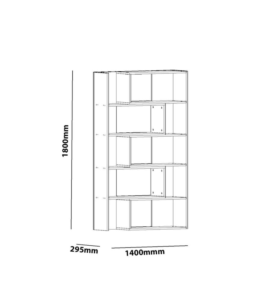 Blanc, Librairie, 180X140X29,5 cm, Plaque De Particules Enrobée De Mélamine