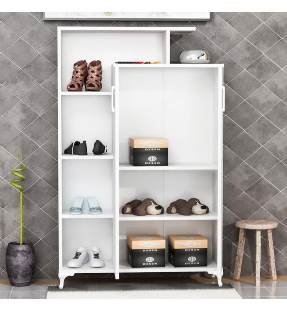 Blanc, Armoires À Chaussures, 140X90X29,5 cm, Plaque De Particules Enrobée De Mélamine