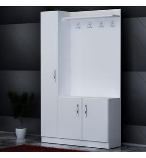 Bianco, Supporto Per Il Guardaroba, 180X110X31,8 cm, Piastra Di Particelle Rivestita Con Melamina