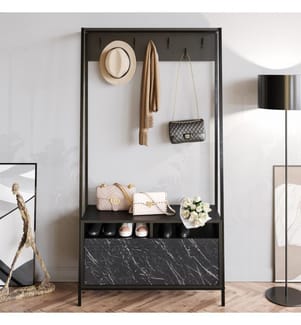 Nero, Supporto Per Il Guardaroba, 180X94X35,3 cm, Piastra Di Particelle Con Rivestimento A Melamina