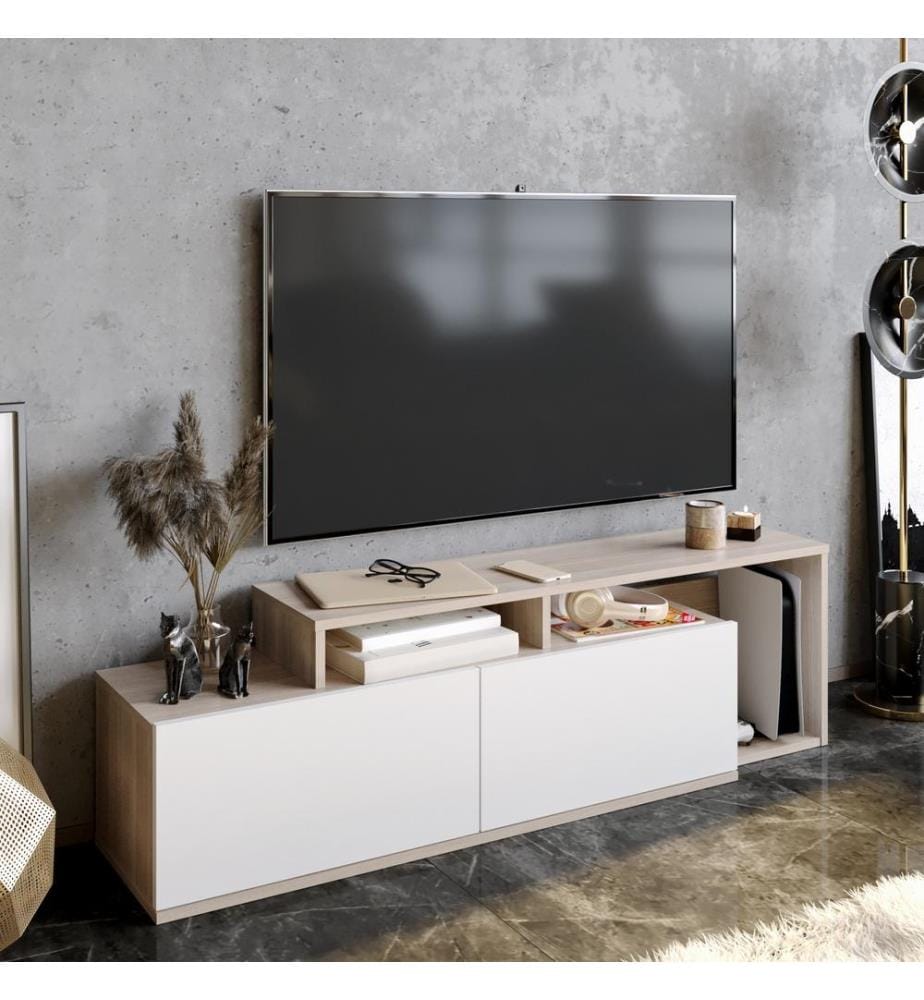Cordoue, Blanc, Armoires Tv, 42,9X149.8X35,3 cm, Plaque De Particules Enrobée De Mélamine