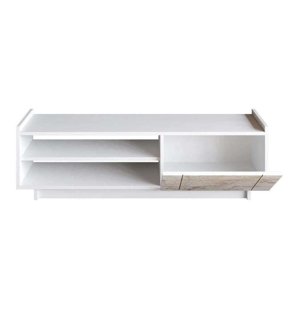 White, Cabrices Tv, 41,4X140X37,1 cm, Plaque De Particules Enrobée De Mélamine