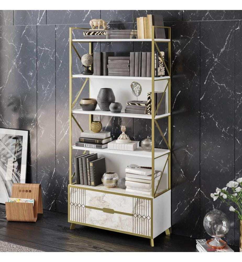 Bianco, Scaffali, 191X89.3X35,2 cm, Piastra Di Particelle Con Rivestimento Melamina