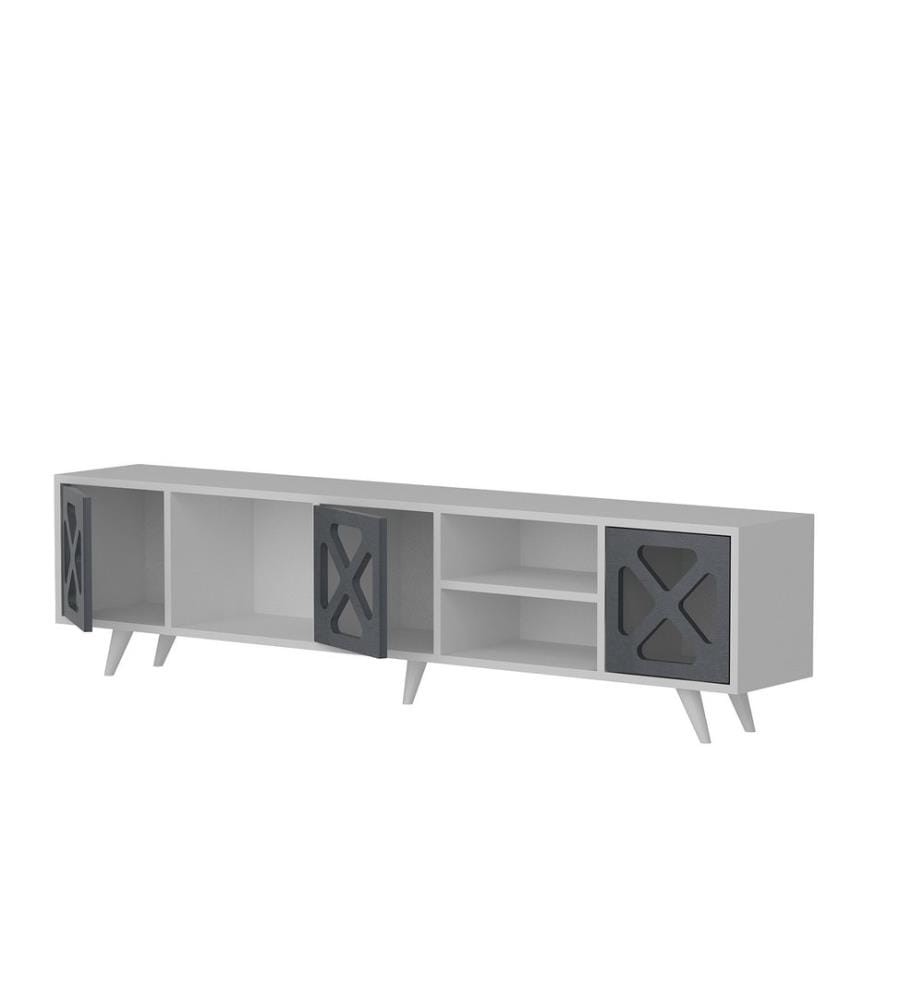 Weiss,Anthrazit, Tv Schränke, 45,7X180X29,5 cm, Melaminbeschichtete Partikelplatte