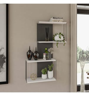 Bianco, Scaffale A Parete, 96X65X19 cm, Piastra Di Particelle Con Rivestimento A Melamina