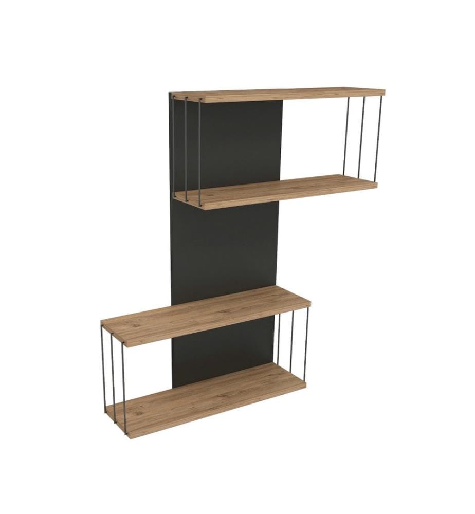 Anthrazit,Pine, Wandregale, 96X65X19 cm, Melaminbeschichtete Partikelplatte