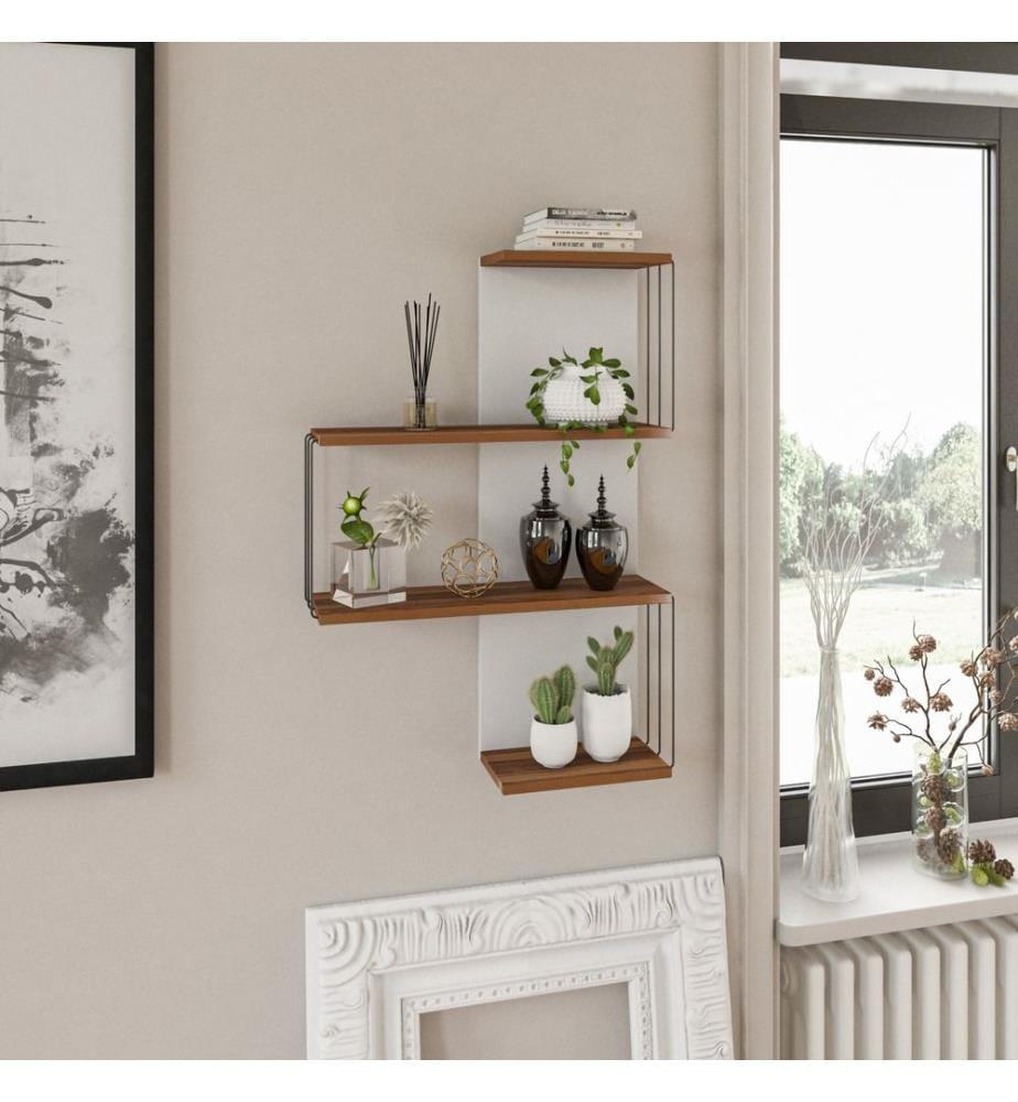 Etagère murale, noyer, 100% panneau de particules recouvert de mélamine