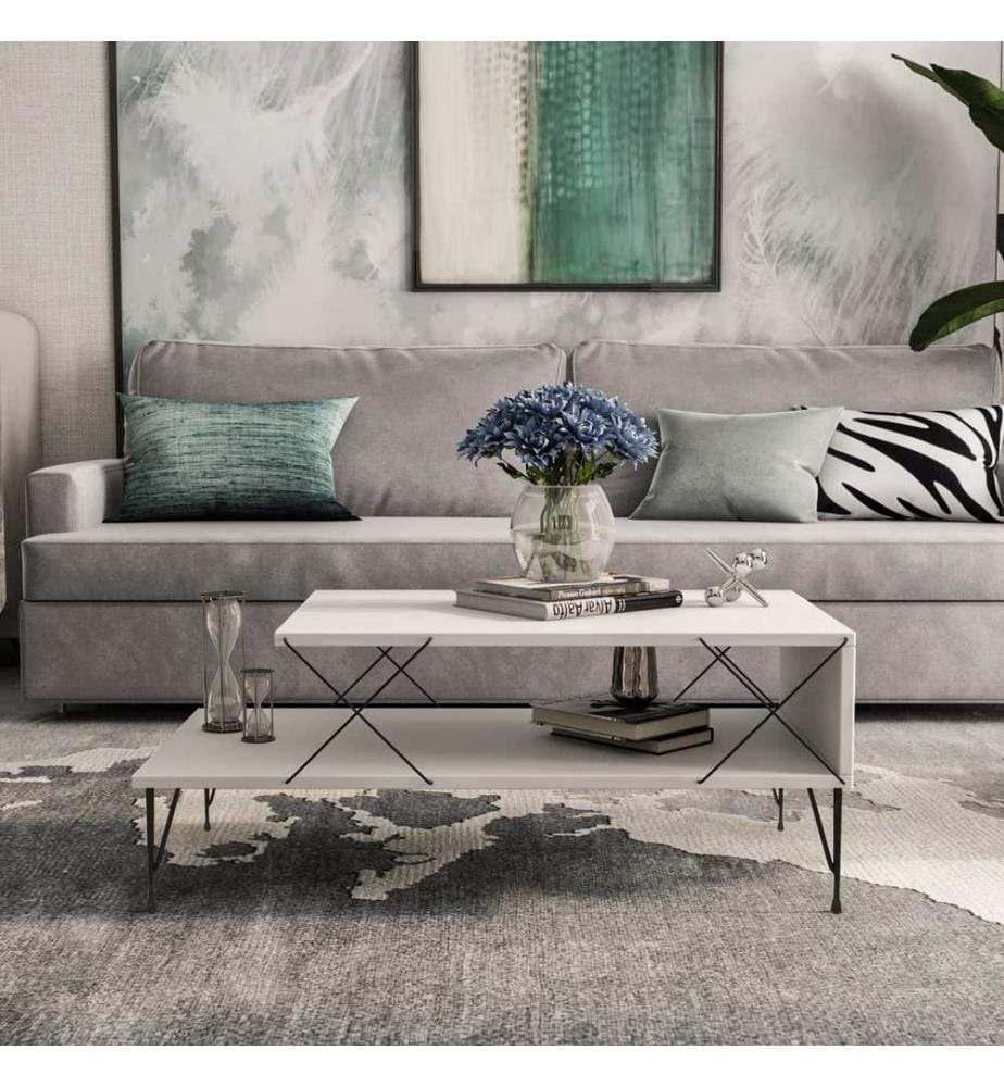 Bianco, Tavolini, Piastra Di Particelle Rivestita Con Melamina 40X100X50,