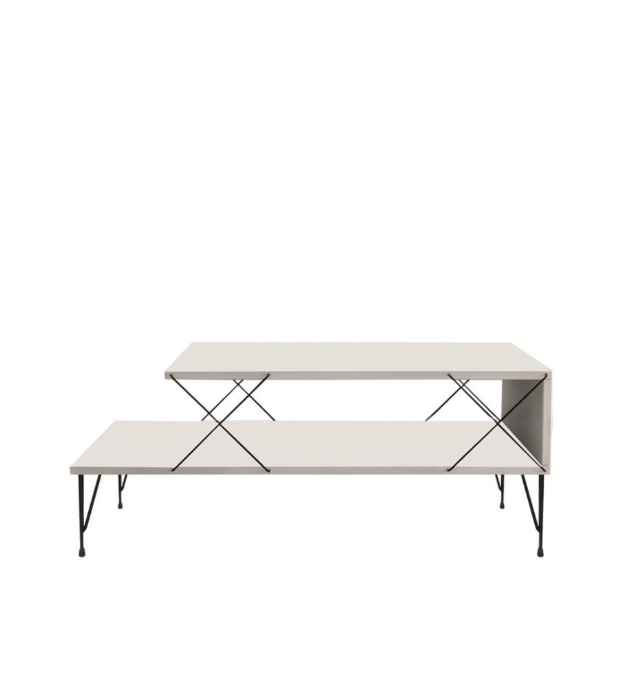 Bianco, Tavolini, Piastra Di Particelle Rivestita Con Melamina 40X100X50,