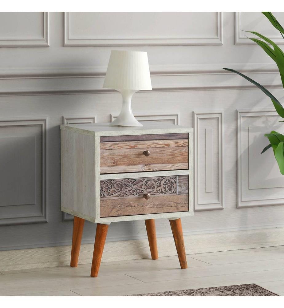Nightstand, WhiteWalnut, Melamine Coated Particle Board