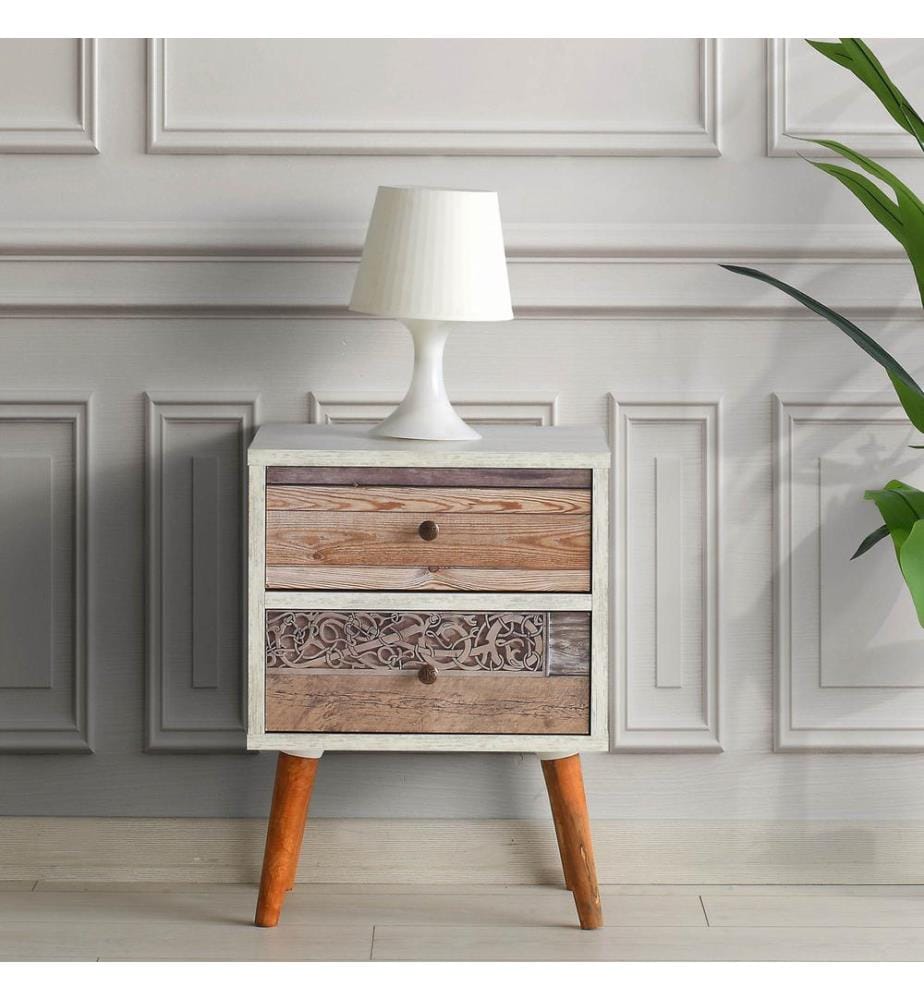 Nightstand, WhiteWalnut, Melamine Coated Particle Board
