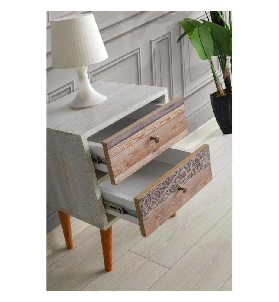 Nightstand, WhiteWalnut, Melamine Coated Particle Board