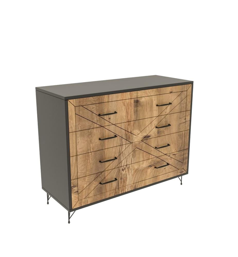 Anthrazit,Pine, Kommoden, 100X80X40 cm, Melaminbeschichtete Partikelplatte